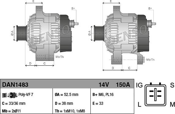 Denso DAN1483 - Ģenerators www.autospares.lv