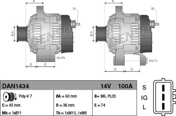 Denso DAN1434 - Ģenerators www.autospares.lv