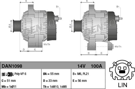 Denso DAN1098 - Ģenerators www.autospares.lv