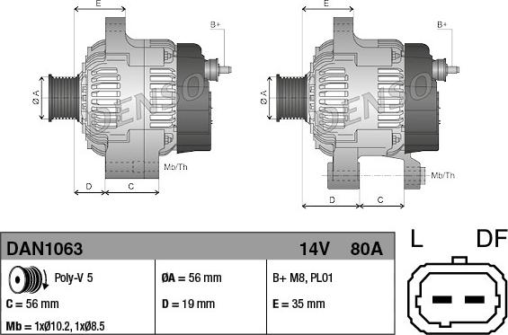 Denso DAN1063 - Генератор www.autospares.lv