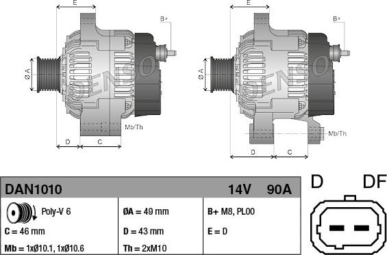 Denso DAN1010 - Ģenerators www.autospares.lv