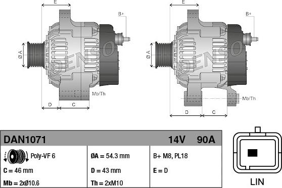 Denso DAN1071 - Alternator www.autospares.lv