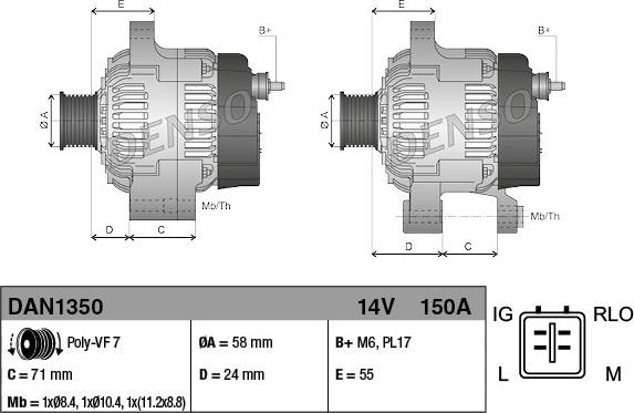 Denso DAN1350 - Ģenerators autospares.lv