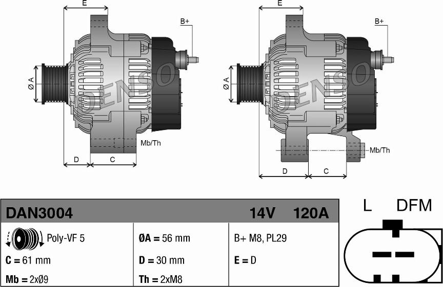 Denso DAN3004 - Ģenerators autospares.lv