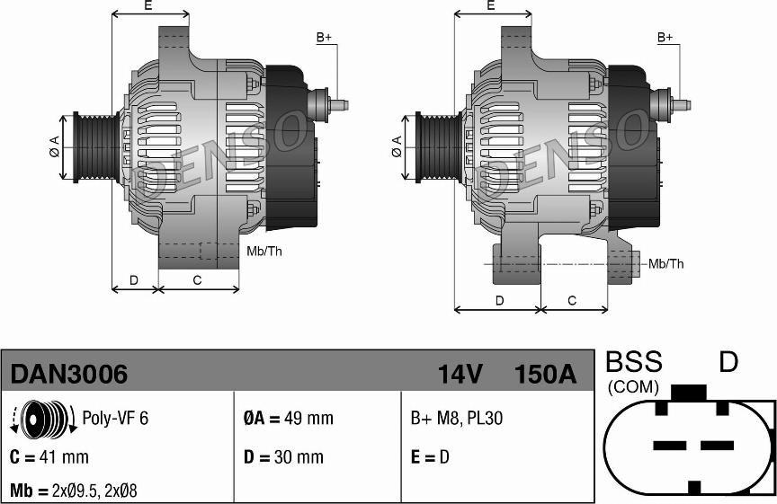 Denso DAN3006 - Ģenerators www.autospares.lv