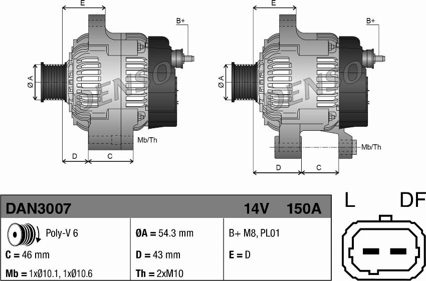 Denso DAN3007 - Генератор www.autospares.lv