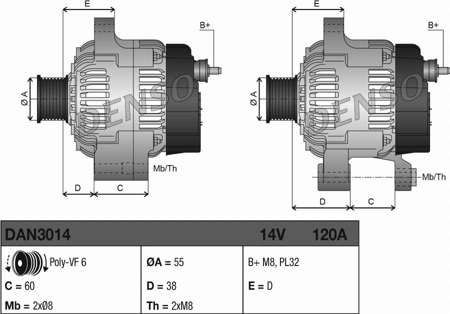 Denso DAN3014 - Ģenerators www.autospares.lv