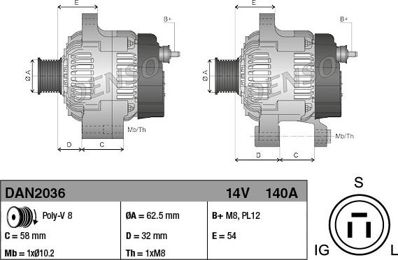 Denso DAN2036 - Генератор www.autospares.lv