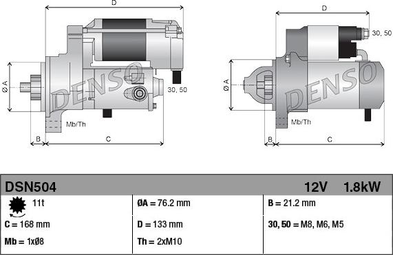 Denso DSN504 - Starteris autospares.lv