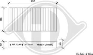 Diederichs DCI0257S - Filtrs, Salona telpas gaiss www.autospares.lv