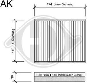 Diederichs DCI1066S - Filtrs, Salona telpas gaiss www.autospares.lv