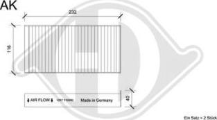 Diederichs DCI1257S - Filtrs, Salona telpas gaiss www.autospares.lv