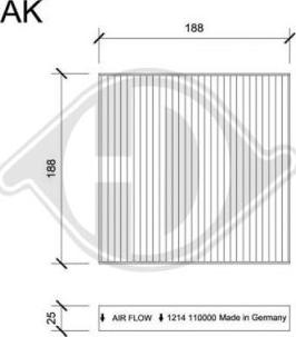 Diederichs DCI1214S - Filtrs, Salona telpas gaiss autospares.lv