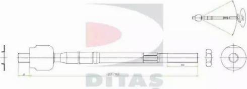 Ditas A2-5622 - Aksiālais šarnīrs, Stūres šķērsstiepnis www.autospares.lv