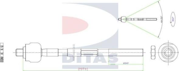 Ditas A2-5349 - Aksiālais šarnīrs, Stūres šķērsstiepnis autospares.lv