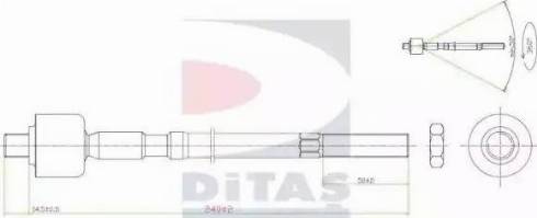 Ditas A2-5387 - Aksiālais šarnīrs, Stūres šķērsstiepnis www.autospares.lv