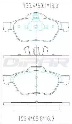 Ditas DFB3436 - Тормозные колодки, дисковые, комплект www.autospares.lv