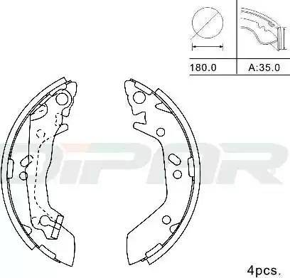 Ditas DPB1012 - Brake Shoe Set www.autospares.lv