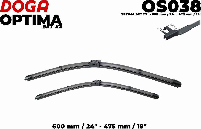 DOGA OS038 - Wiper Blade www.autospares.lv