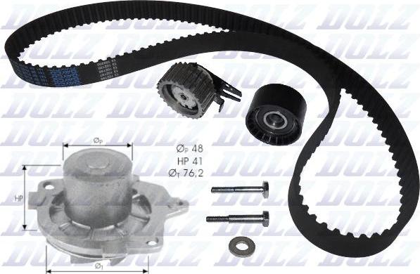 DOLZ KD045 - Водяной насос + комплект зубчатого ремня ГРМ www.autospares.lv