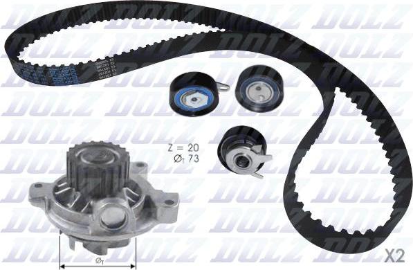 DOLZ KD052 - Водяной насос + комплект зубчатого ремня ГРМ www.autospares.lv