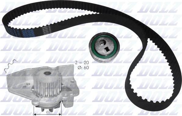 DOLZ KD030 - Водяной насос + комплект зубчатого ремня ГРМ www.autospares.lv