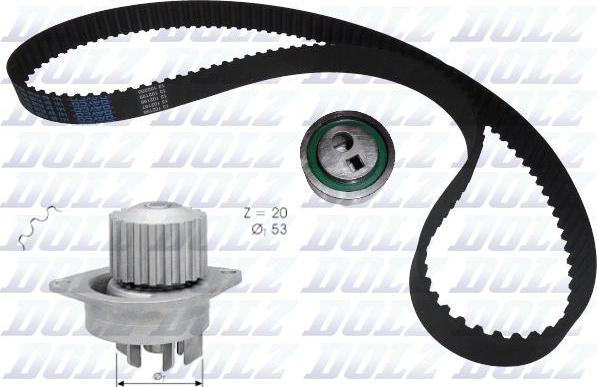 DOLZ KD028 - Водяной насос + комплект зубчатого ремня ГРМ www.autospares.lv