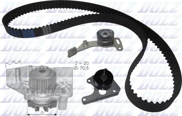 DOLZ KD023 - Водяной насос + комплект зубчатого ремня ГРМ www.autospares.lv