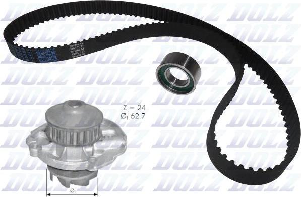 DOLZ KD022 - Водяной насос + комплект зубчатого ремня ГРМ www.autospares.lv