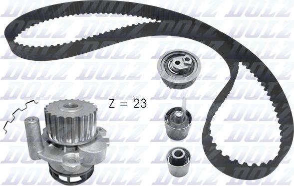 DOLZ KD165 - Водяной насос + комплект зубчатого ремня ГРМ www.autospares.lv