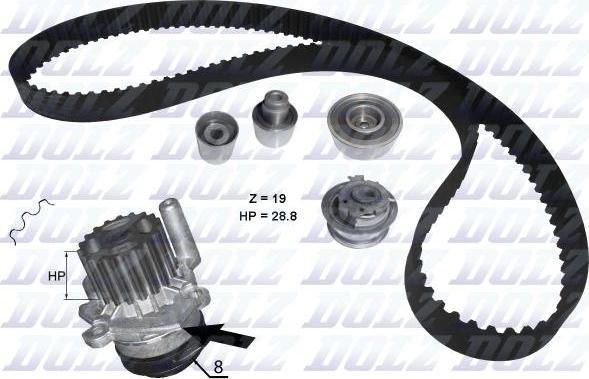 DOLZ KD100 - Водяной насос + комплект зубчатого ремня ГРМ www.autospares.lv