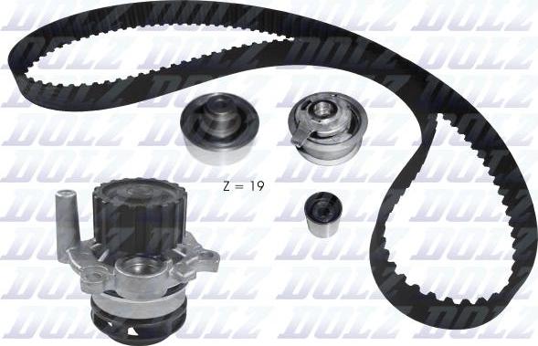 DOLZ KD108 - Водяной насос + комплект зубчатого ремня ГРМ www.autospares.lv