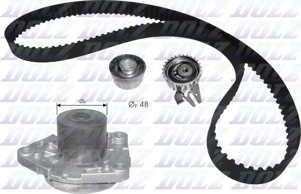 DOLZ KD102 - Водяной насос + комплект зубчатого ремня ГРМ www.autospares.lv