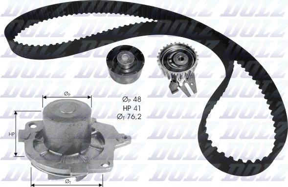 DOLZ KD114 - Ūdenssūknis + Zobsiksnas komplekts autospares.lv