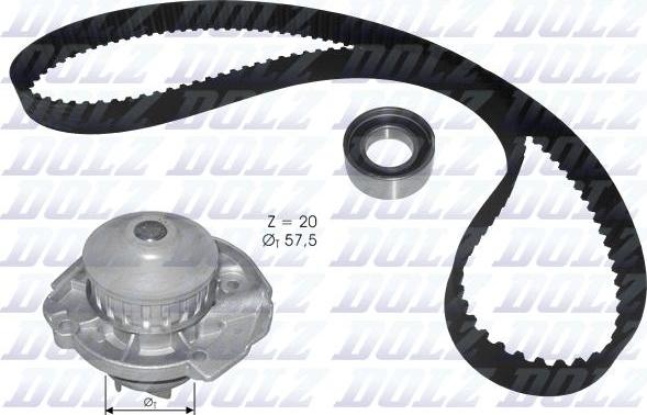 DOLZ KD129 - Водяной насос + комплект зубчатого ремня ГРМ www.autospares.lv