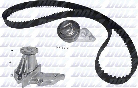 DOLZ KD127 - Водяной насос + комплект зубчатого ремня ГРМ www.autospares.lv