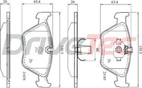 DriveTec DPAD1843 - Тормозные колодки, дисковые, комплект www.autospares.lv