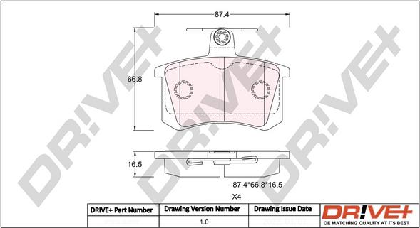 Dr!ve+ DP1010.10.0943 - Тормозные колодки, дисковые, комплект www.autospares.lv