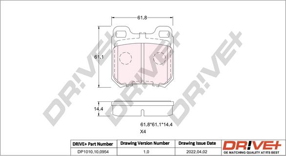 Dr!ve+ DP1010.10.0954 - Brake Pad Set, disc brake www.autospares.lv