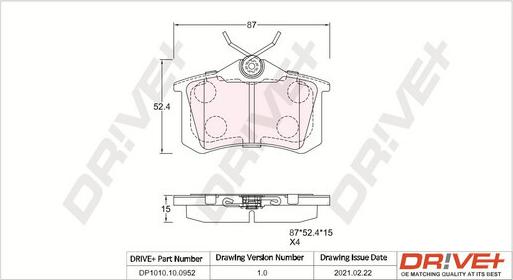 Dr!ve+ DP1010.10.0952 - Brake Pad Set, disc brake www.autospares.lv