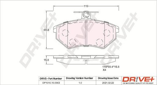 Dr!ve+ DP1010.10.0963 - Brake Pad Set, disc brake www.autospares.lv