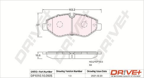 Dr!ve+ DP1010.10.0905 - Bremžu uzliku kompl., Disku bremzes www.autospares.lv