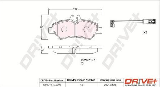 Dr!ve+ DP1010.10.0906 - Bremžu uzliku kompl., Disku bremzes www.autospares.lv