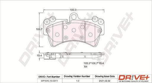 Dr!ve+ DP1010.10.0911 - Bremžu uzliku kompl., Disku bremzes www.autospares.lv