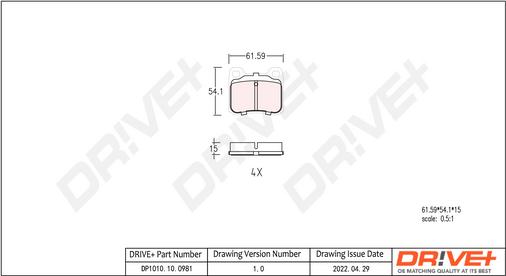 Dr!ve+ DP1010.10.0981 - Bremžu uzliku kompl., Disku bremzes www.autospares.lv