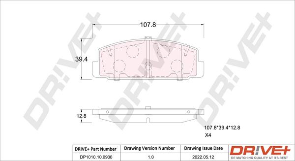 Dr!ve+ DP1010.10.0936 - Bremžu uzliku kompl., Disku bremzes www.autospares.lv