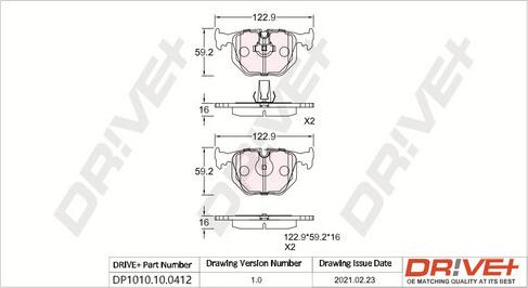 Dr!ve+ DP1010.10.0412 - Brake Pad Set, disc brake www.autospares.lv