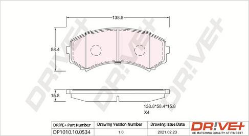 Dr!ve+ DP1010.10.0534 - Bremžu uzliku kompl., Disku bremzes www.autospares.lv