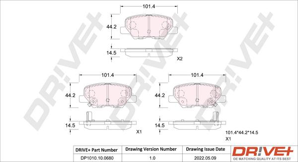 Dr!ve+ DP1010.10.0680 - Bremžu uzliku kompl., Disku bremzes www.autospares.lv