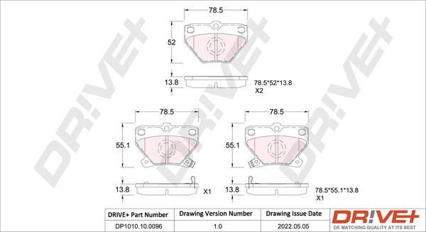 Dr!ve+ DP1010.10.0096 - Bremžu uzliku kompl., Disku bremzes autospares.lv